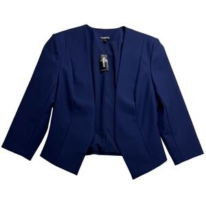 Express Navy Blue Open Front Collarless Blazer Jacket Size 4 Women